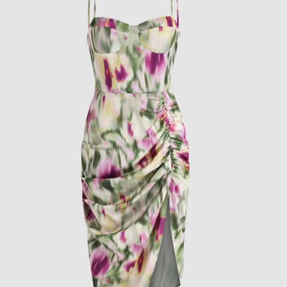 CIDER Dresses & Skirts - CIDER - Illusion Ruched Midi Dress NWT